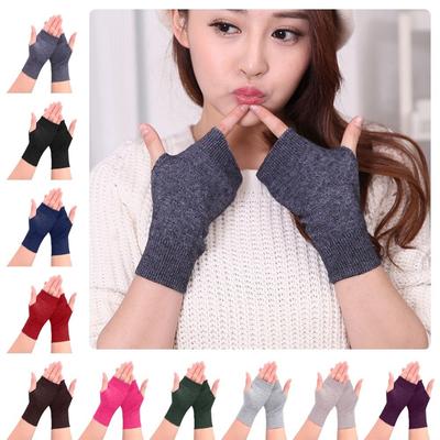 Wrist Length Winter Gloves Fingerless Mitten High Quality Knitted Wool Gloves  Unisex