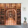 3D Библиотека Занавеска для душа, Винтажный книжный шкаф Книги Готика Магия Полиэстер Принтованная ткань Ванная комната Декоративные аксессуары для ванны