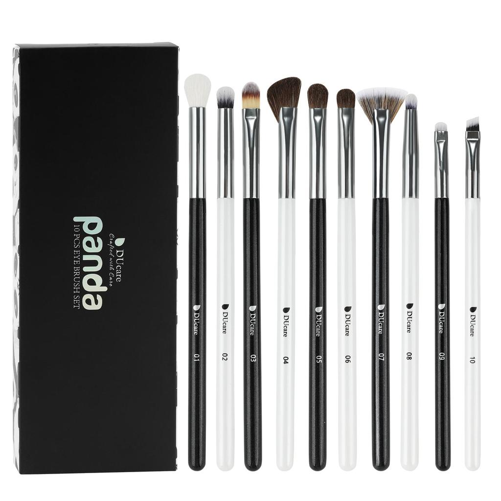 DUcare Eye Brushes Set, Vegan Makeup Brushes with Concealer Powder Eyeshadow Blending Eyeliner Spoolie Brush, Synthetic Hair Black Cosmetic Brush