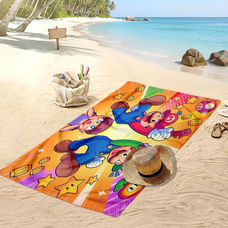 Mario and Luigi Printed Beach Towel Quick Dry Soft TowelPortable Large Rectangular Beach Blanket for Travel Swimming Pool