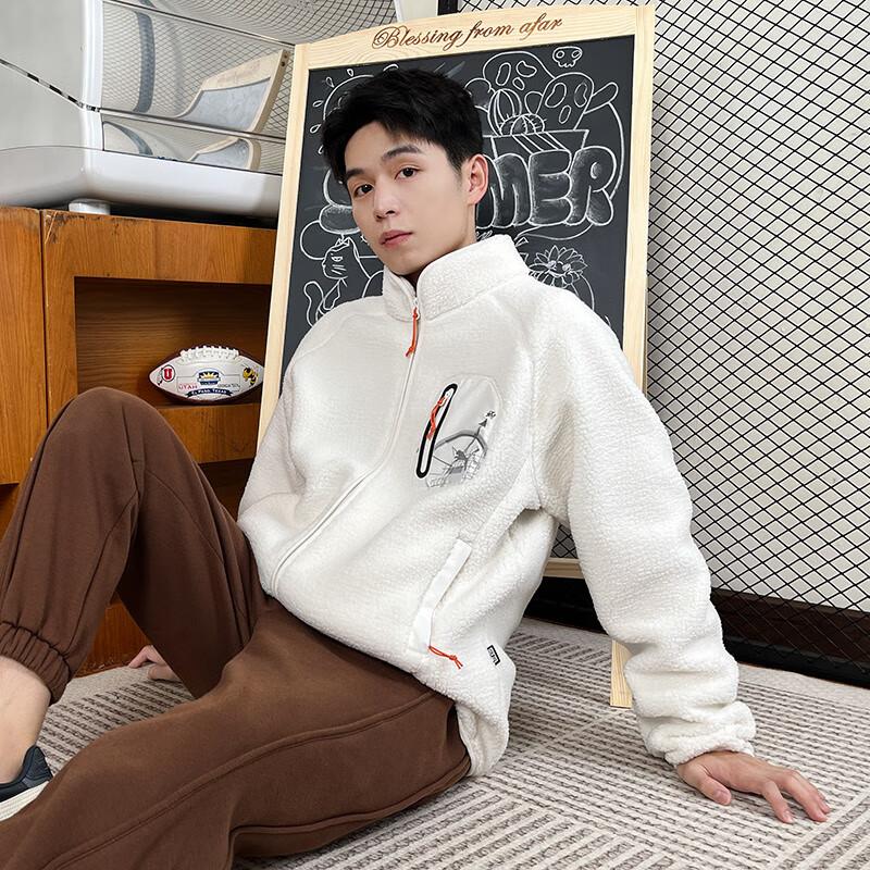 Puma Поло воротник теплая молния повседневная флисовая куртка мужская куртка бежевый 624528-65