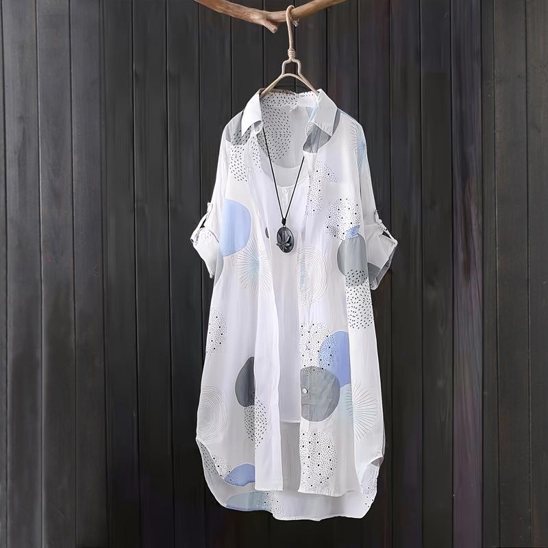 Женский летний солнцезащитный кардиган с длинными рукавами и принтом - легкая и свободная куртка