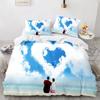 Love Duvet Cover Queen Heart Shaped Bedding Sets White Romance Polyester Comforter Cover For Women Men Boys Girls Teen King Size