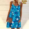 Женское мини-платье с цветочным принтом и цветами, разбросанными по небу, вечернее платье без рукавов, летнее пляжное платье, сарафан