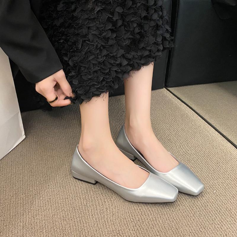 Fashion Woman Spring Casual Square Toe Low Soft Soled Shoes Lolita Ballerina Flats Female Elegant French Retro Mary Janes Women Shoes
