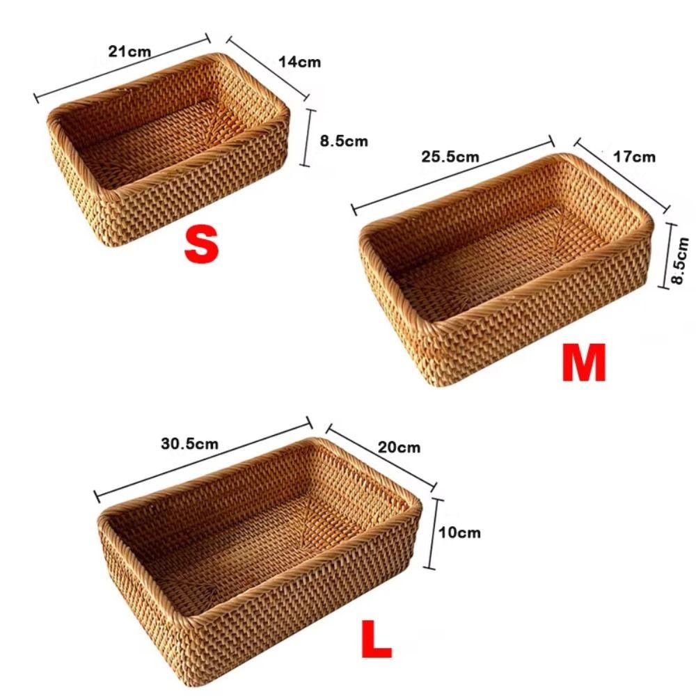 Kitchen Storage Rattan Desktop Organizer Rectangular Cosmetic Storage Basket Durable Storage Box