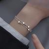 Серебряный браслет S925 с двойной звездой, многослойный - Корейский стиль, Универсальный дизайн, Идеальный подарок для девушки