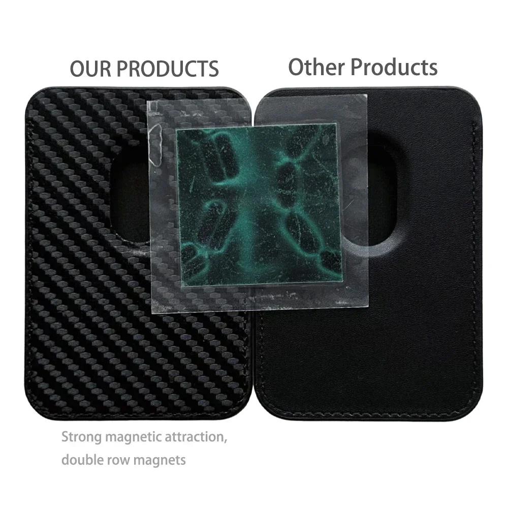 Роскошный Бизнес Sle Bla Сильный Магнитный Тип Кожа Сафьяно Держатель для Карт для Iphone 17 16 15 14 MagSafe Кошелек из Углеродного Волокна Телефон