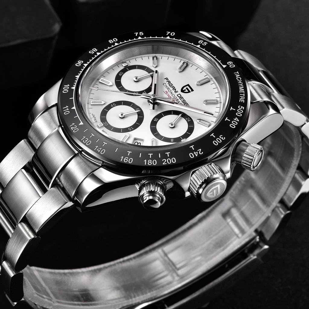 PAGANI DESIGN New Panda Dial Men's Watches top brand Luxury Quartz Wrist Watch Men Sports Watch Men Chronograph Japan VK63