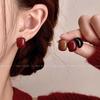 Maillard 2024 Осень/Зима Ретро Серьги с Красной Капельной Эмалью для Женщин