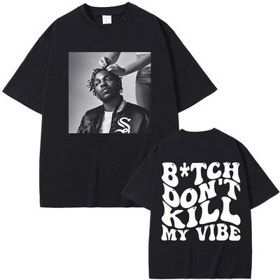 Футболка с графическим принтом «Rapper Kendrick Lamar Don't Kill My Vibe» для мужчин и женщин, хип-хоп мода, винтажная футболка, мужская, 100% хлопок