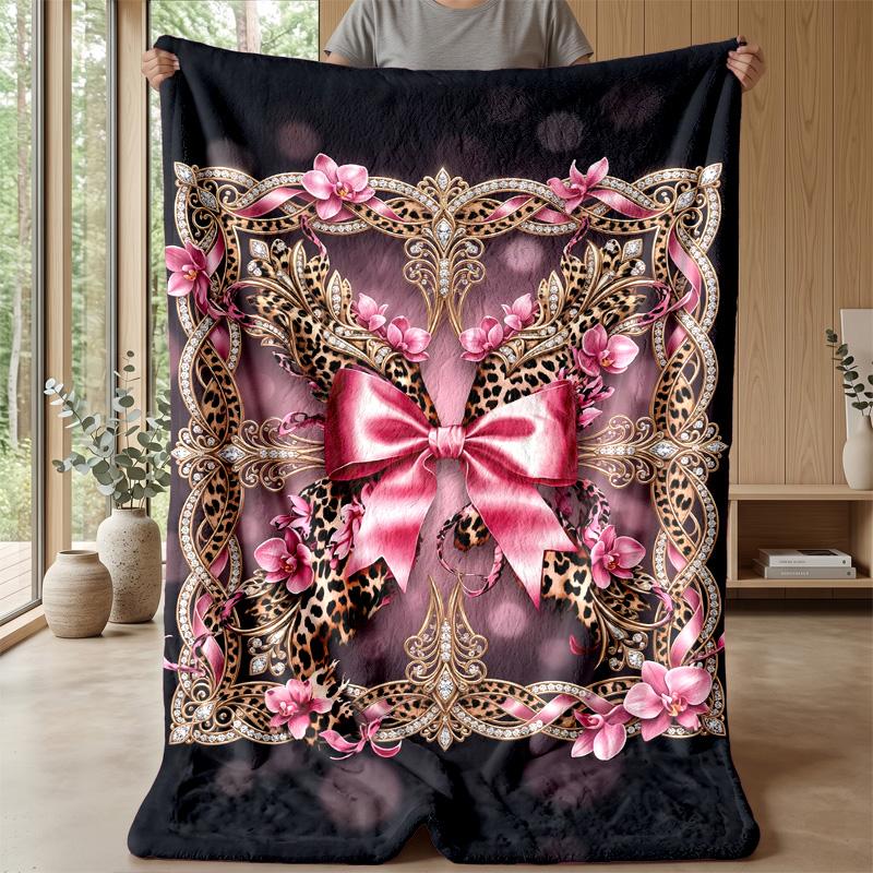 Glamorous Floral Frame 1 Theme blanket Lightweight Warm Flannel Blanket Decorative Throw Blanket for Home Decoration