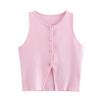 Kaslead New Arrival Women's Clothing Fashion Style Stylish Simple and Versatile Two Colors Plain Stitch Short Sleeveless Vest Top