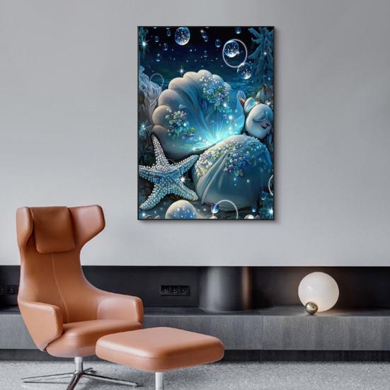 Пейзаж Алмазная мозаика с изображением океанских ракушек, принт, повышение креативности, снятие стресса, мозаика, алмазная вышивка, украшение для дома, сделай сам, подарок