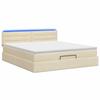 Ottoman Bed with Mattress and LED Cream 140 x 190 cm Fabric