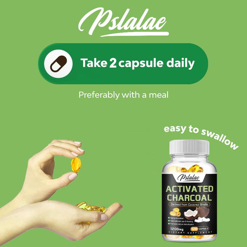 Pslalae - 1200 mg of activated charcoal derived from coconut shell - for digestive health
