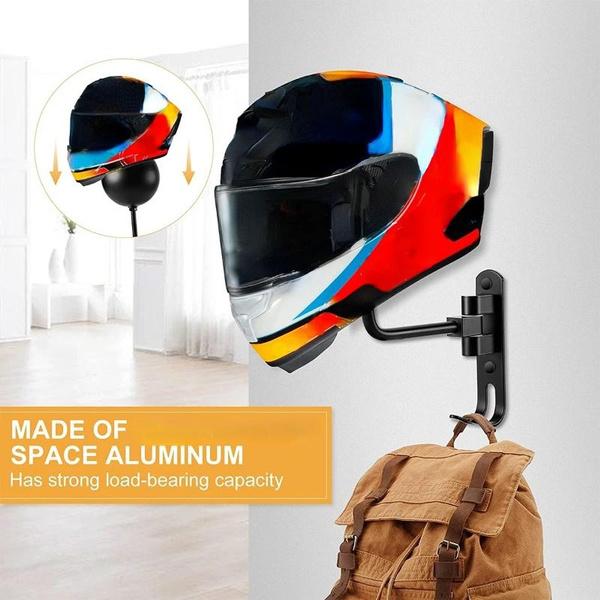 Настенный держатель для шлема для мотоцикла, вращающийся на 180 градусов, с двойным крючком, держатель для шлема для велосипеда