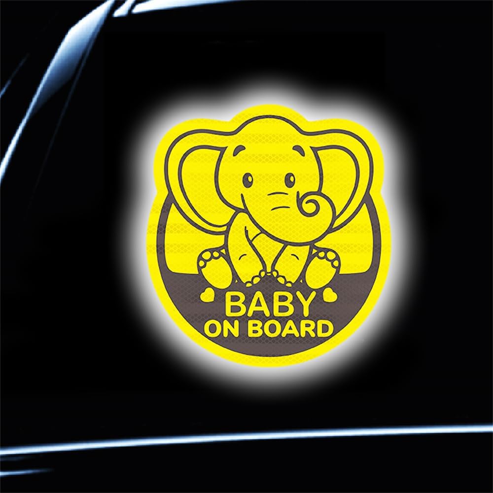 Baby On Board Sticker for Cars- 2Pack Baby in Car High Intensity Reflective Waterproof Vinyl Safety Car Signs for Rear, Side Windows, Bumpers-Baby