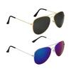 Dervin Aviator Men's and Women's Sunglasses Combo (Black, Blue) - Pack of 2