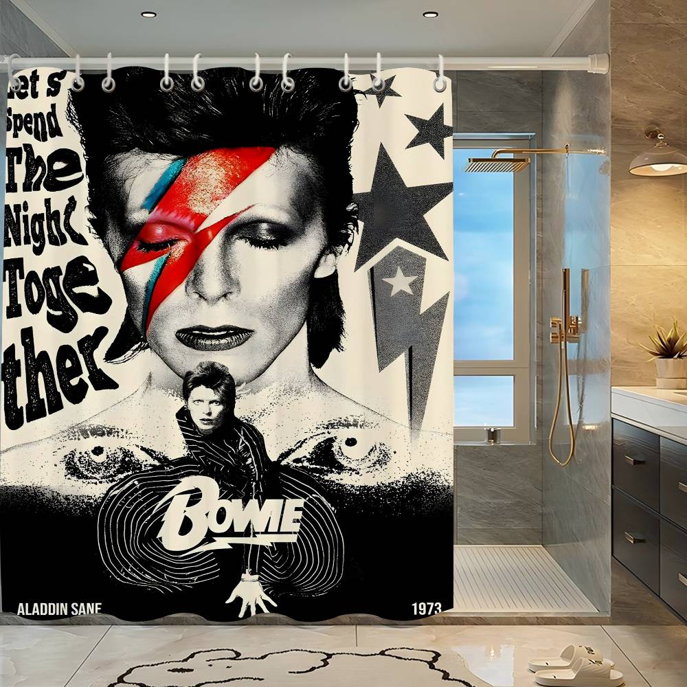 British Rock Singer D-David_B-Bowie Funny And Creative Beach Shower Curtain Waterproof Polyester Bath Curtains For Bathroom