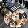 Круглый ковер Корги, Ковер для гостиной, спальни, дивана, игровой комнаты, Нескользящий коврик для пола