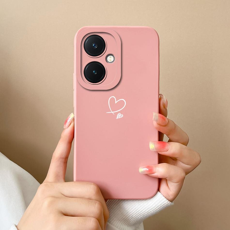 Чехол для телефона Vivo Y27 4G 5G, Сердце, Мягкий Гладкий Жидкий Силикон, Защита Камеры, Задняя Крышка для Vivo Y 27, Чехол-Оболочка