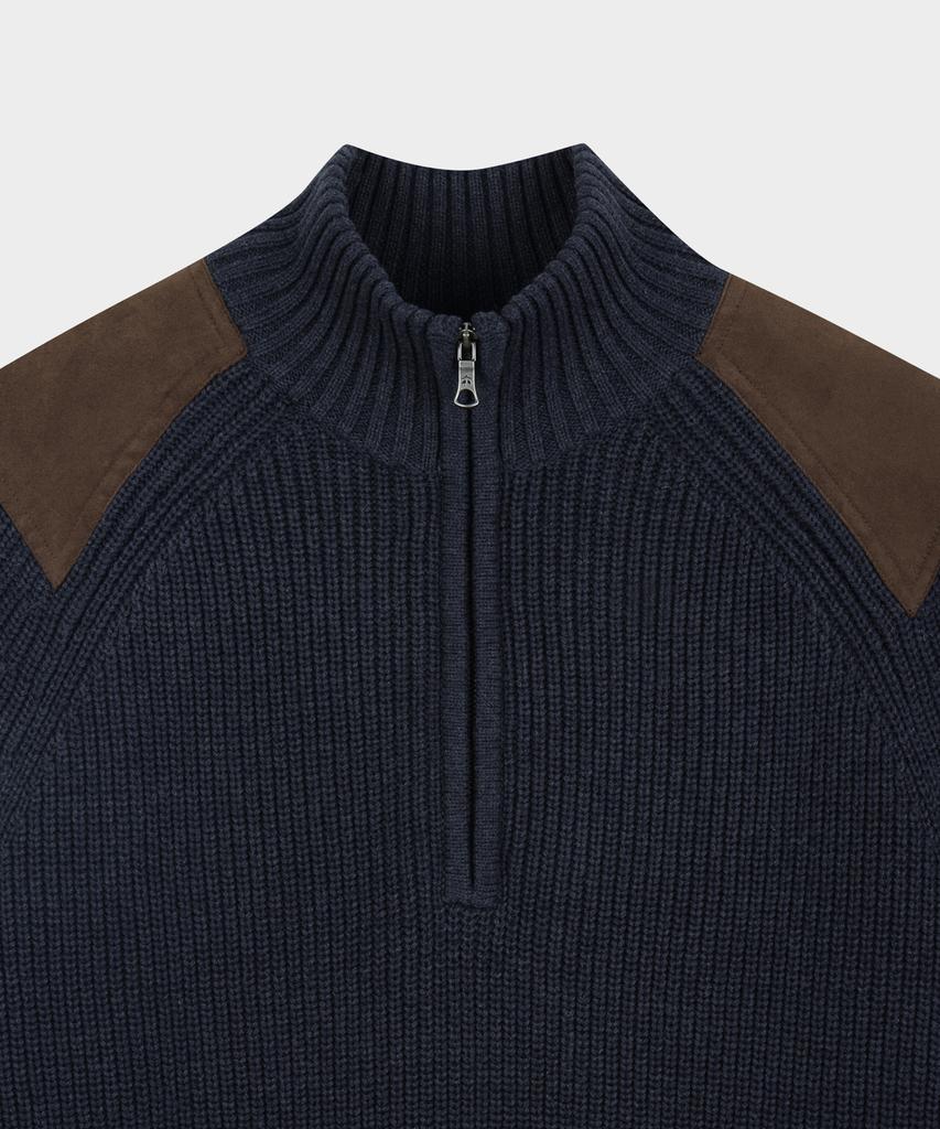 BROOKS BROTHERS Cotton Military Half-Zip Sweater (Navy) (Bbwrmmg401)
