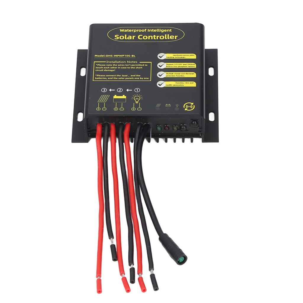 MPPT Solar Controller 12V 24V 10A Bluetooth PWM Fast Charging Water Resistant Universal for Sealed Battery