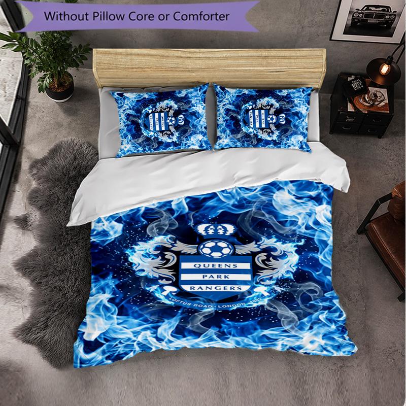 Queens Park Rangers Football 3 Piece Bedding Set Soft Duvet Cover Set with Pillowcases Printed Bedroom Decor Set for Home