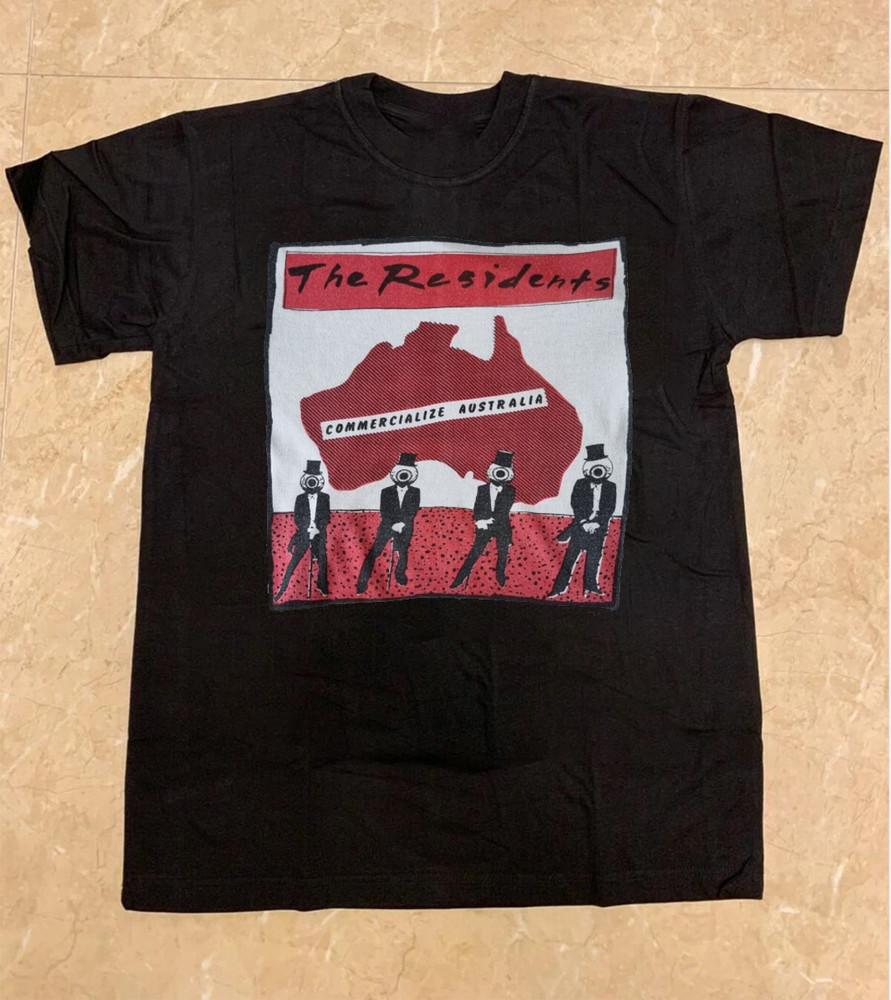 Винтажная черная хлопковая футболка The Residents Все размеры S-5XL Подарок для фанатов 1HRC97 Унисекс