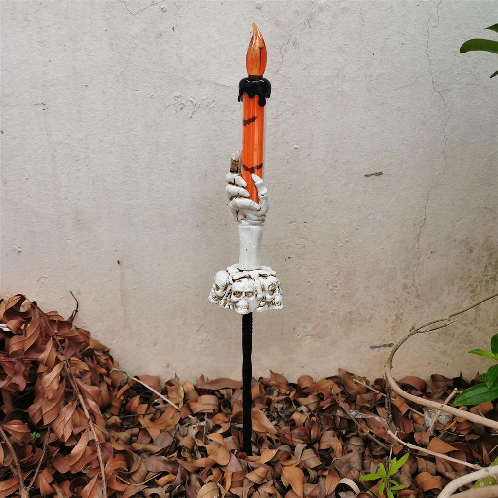 2023 New Ghost Hands Candle Light Halloween Decoration Skeleton Head Beacon Indoor and Outdoor Garden Atmosphere Decoration