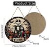 Vintage spooky character design round wooden hanging plaque rustic pumpkin wall decor front door sign aesthetic home holiday decoration party ornament