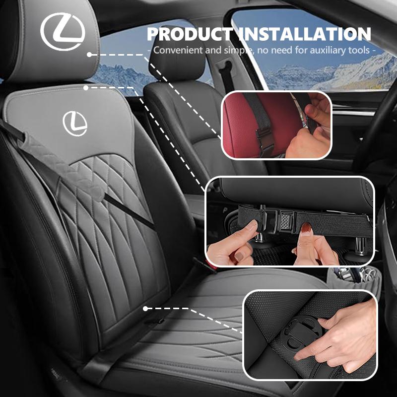 For Lexus Leather Car Seat Cushion Breathable Headrest Seat Protect Mat Accessories UX250h RX450h RX300 GX470 CT200h RX400h AEU1
