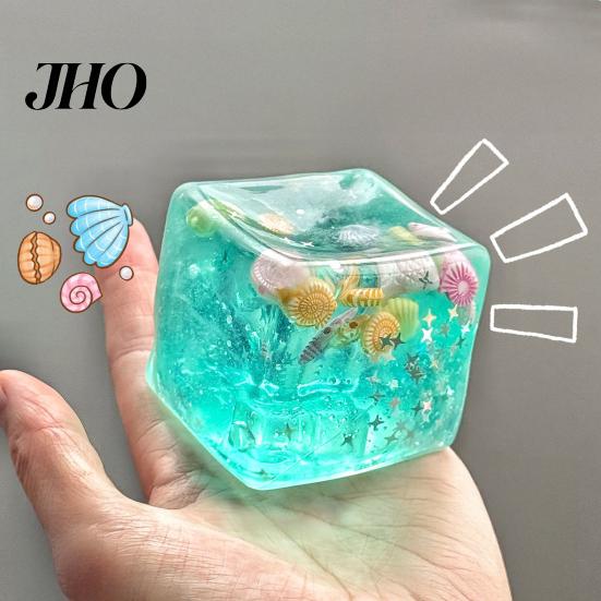 Stress Relief Squeeze Toy 1/2/3/4Pcs 3D Cube Anxiety Clear Ocean Shell Reducer Sensory Portable Soft TPR Pinch Party Favors Adults