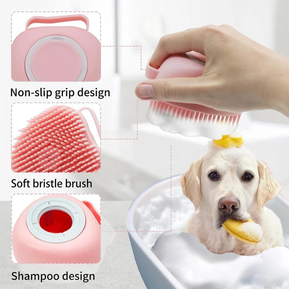 Hair Fur Massage Comb Soft Silicone Shampoo Brush Safety Silicone Bath Brush  Dog Cat