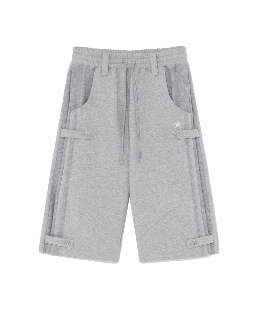 THE COLDEST MOMENT Tcm Waffle Button Half Sweat Pants (Melange Gray)
