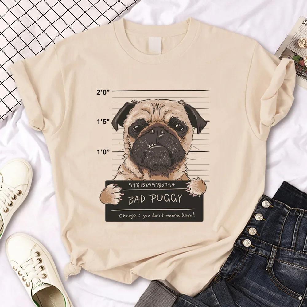 Pug Tshirt Women Anime T-shirts Female Japanese Clothes T-shirts 2025 Summer Women Lady Basic Streetwear Graphic T Shirts Y2K