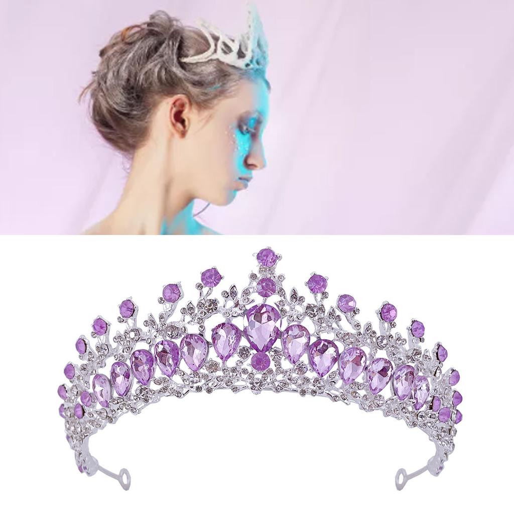 Women Wedding Crown Zinc Alloy Exquisite Rhinestone Bride Crown Hair Accessories for Prom Costume
