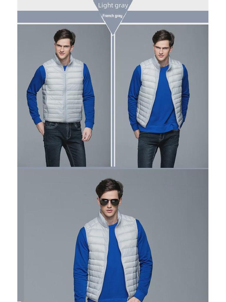 Мужской и парный ультралегкий жилет из хлопка с пуховым наполнителем — коллекция осень/зима 2023 г., доступны большие размеры