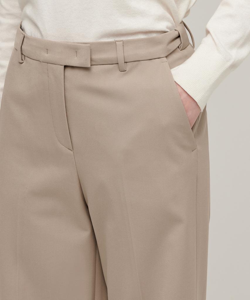 MUSINSA STANDARD WOMAN Women'S Heavyweight Fleece-Lined Wide Hidden Elastic Waist Slacks [Beige]