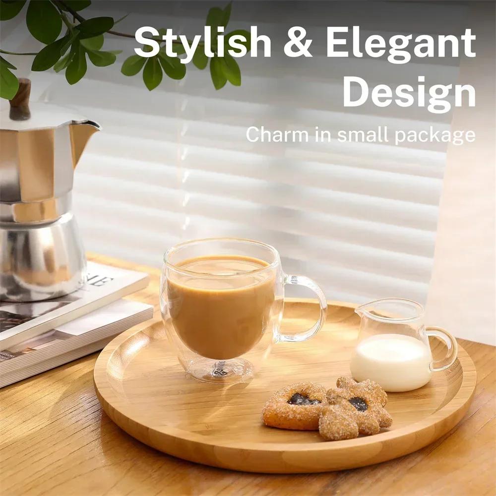 Прозрачный стакан с двойными стенками и ручкой, двухслойный, теплоизоляция, высокая температура, сок, молоко, 250 мл Coppwheel