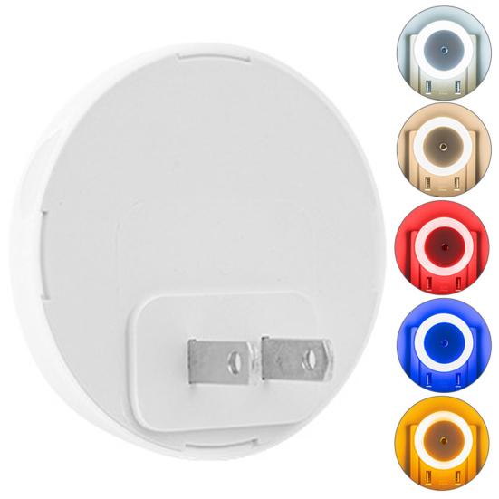 LED Night Lamp Super Bright Auto On/Off Energy Saving Plug And Play Flicker Free Illumination ABS Light Sensor Control Round LED Lamp Home Supplies