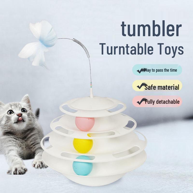 Three-Layer Cat Teaser Track Ball Set with Roly-Poly Toy