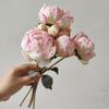 4 Flower 3 Buds Peony Artificial Flower Silk Petals Decorative Flower  Photo Props