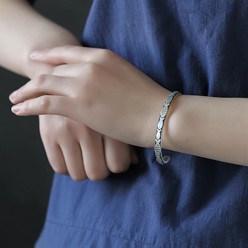 925 sterling silver fish-shaped bracelet, vintage and elegant style, a suitable jewelry for Valentine's Day and all seasons