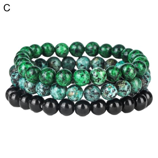 3 шт./компл. каменный браслет три в одном очаровательная эластичная веревка натуральный синий золотой тигровый глаз агат камень