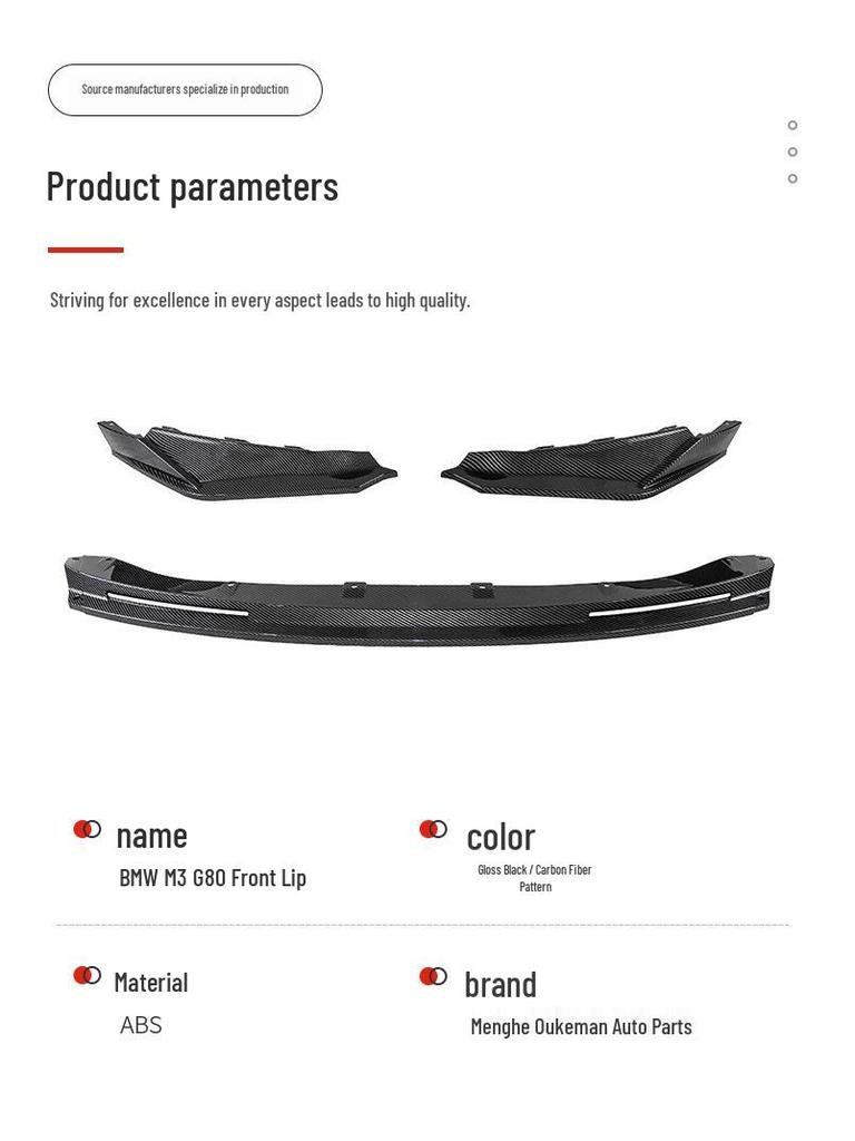 Передний бамперный лип и сплиттер для BMW M3/M4 G80/G82: Комплект внешней обвески 2020-24.