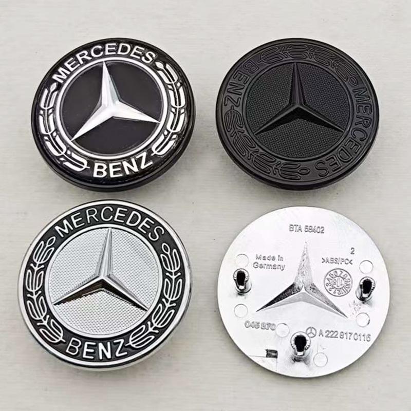 AABHA1 39mm 3pins 3D ABS Blue Black Car Front Star Hood Emblem Bonnet Logo Badge For Mercedes Benz W222 W213 S E Class Accessories