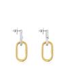 [TOUS] 18K Gold Vermeil Silver Hold Oval Two-Tone Long Earrings 1004163600