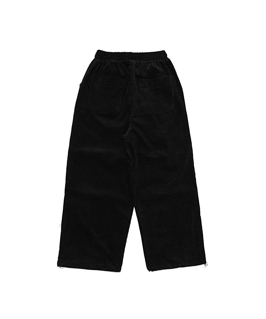 OTHERFITS Вельветовые Широкие Штаны со Шнурком и Трещинами (черный)